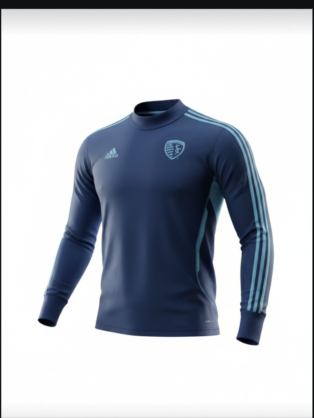 adidas Sporting KC Soccer long-sleeve training top mock neck Active Stripes XXL